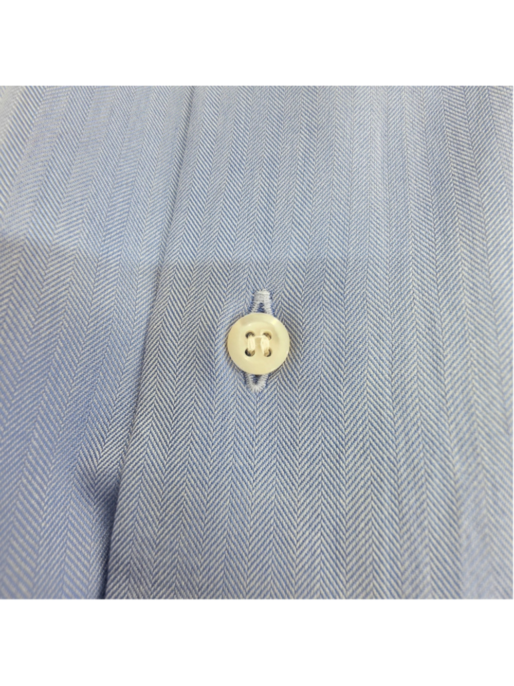 Quiet Luxury Fray Dress Shirt Mens 2XL Blue Herringbone Italian Button Down - Picture 11 of 16